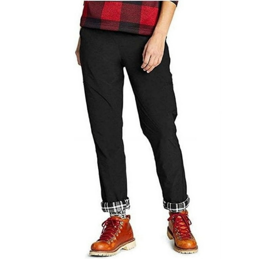 Eddie Bauer Storm Repel Fleece Plaid Lined Hiking Pants Gorpcore Black Size 12